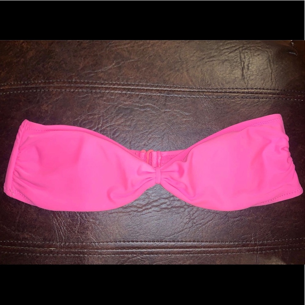 Pink strapless bikini top